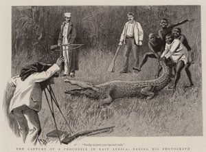 The Capture of a Crocodile in East Africa, Taking his Photograph by Alexander Stuart Boyd